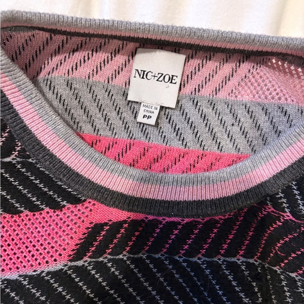 Nic+Zoe Colorful Shaded Cotton Striped Sweater - Picture 8 of 9